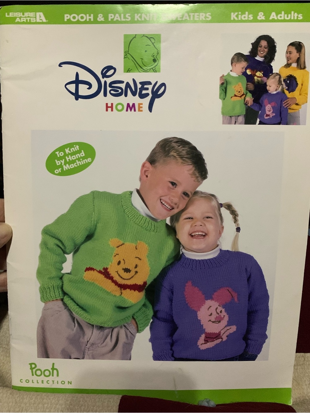 Disney Kids & Adults knit sweater patterns for Pooh, Piglet, Eyore, & Tigger